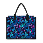 Turquoise Hawaii Tropical Pattern Print Canvas Tote Bag