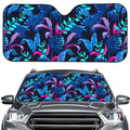 Turquoise Hawaii Tropical Pattern Print Car Windshield Sun Shade