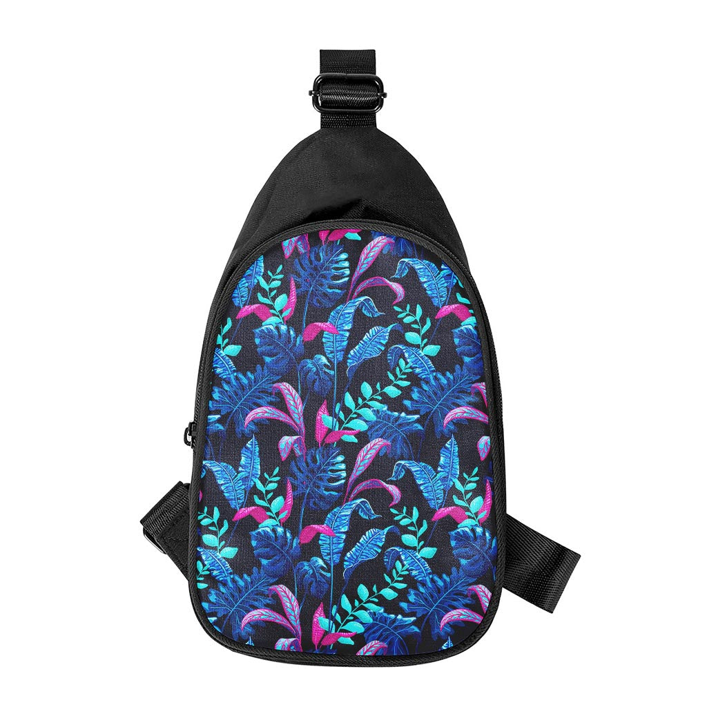 Turquoise Hawaii Tropical Pattern Print Chest Bag