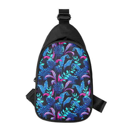 Turquoise Hawaii Tropical Pattern Print Chest Bag