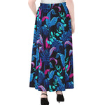 Turquoise Hawaii Tropical Pattern Print Chiffon Maxi Skirt