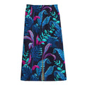 Turquoise Hawaii Tropical Pattern Print Cotton Front Slit Maxi Skirt