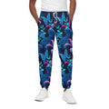Turquoise Hawaii Tropical Pattern Print Cotton Sweatpants
