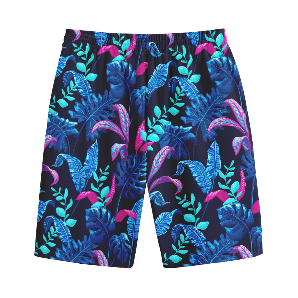 Turquoise Hawaii Tropical Pattern Print Cotton Shorts