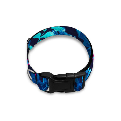 Turquoise Hawaii Tropical Pattern Print Dog Collar