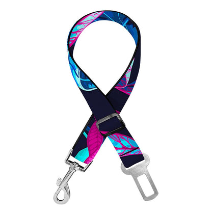 Turquoise Hawaii Tropical Pattern Print Dog Seat Belt