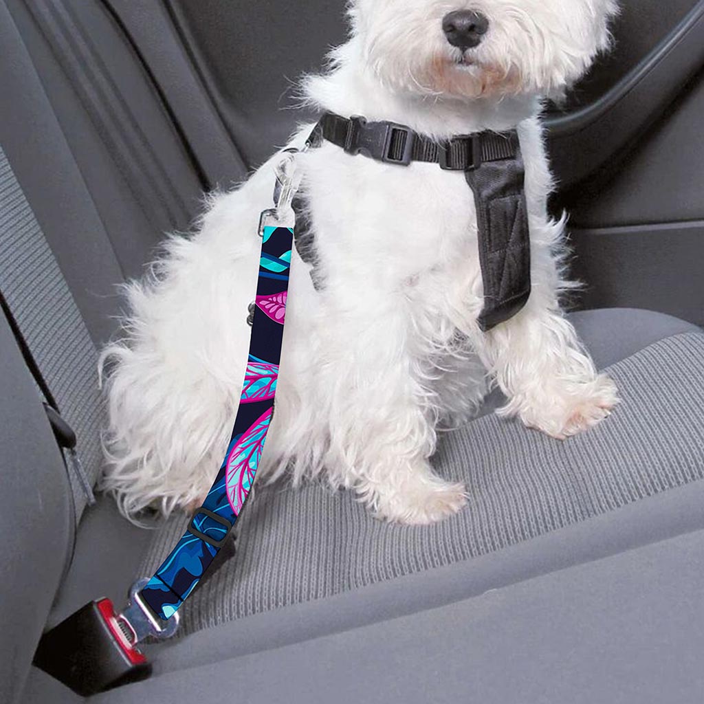 Turquoise Hawaii Tropical Pattern Print Dog Seat Belt