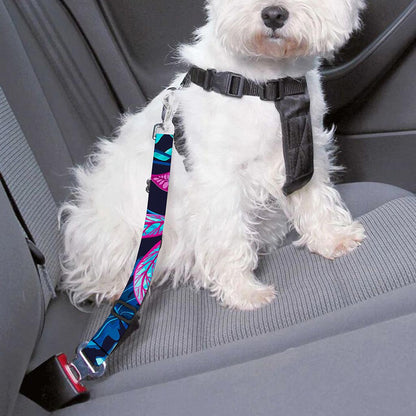 Turquoise Hawaii Tropical Pattern Print Dog Seat Belt