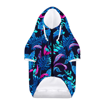 Turquoise Hawaii Tropical Pattern Print Dog Zip Up Hoodie