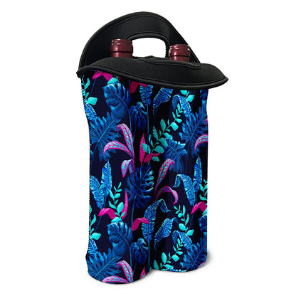 Turquoise Hawaii Tropical Pattern Print Double Neoprene Wine Tote