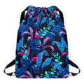 Turquoise Hawaii Tropical Pattern Print Drawstring Backpack
