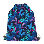 Turquoise Hawaii Tropical Pattern Print Drawstring Bag
