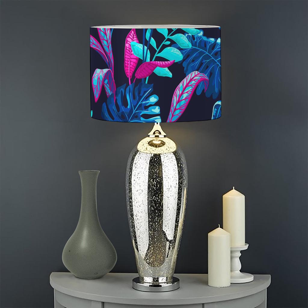 Turquoise Hawaii Tropical Pattern Print Drum Lamp Shade