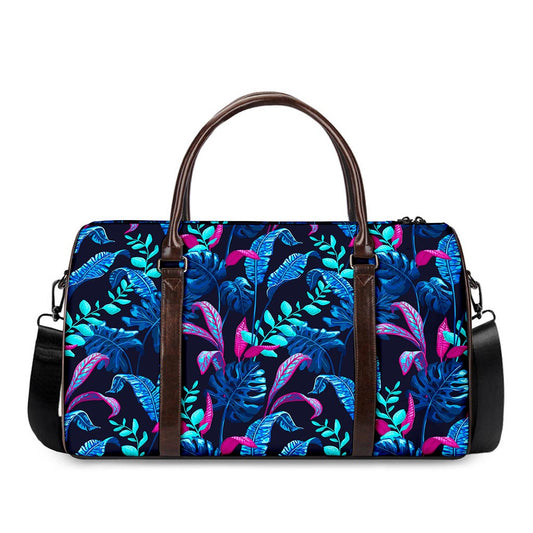 Turquoise Hawaii Tropical Pattern Print Duffle Bag