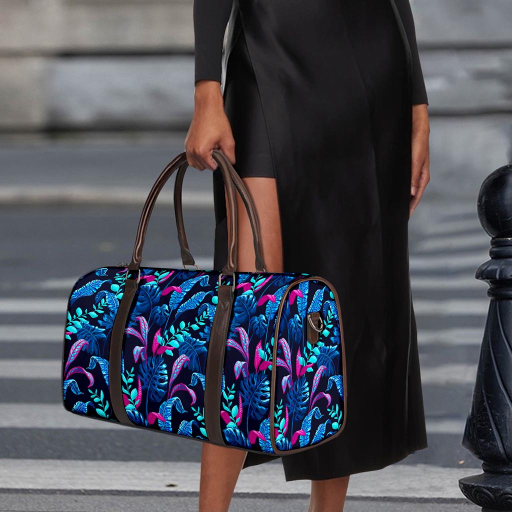 Turquoise Hawaii Tropical Pattern Print Duffle Bag