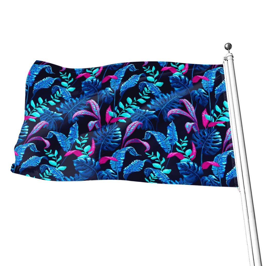 Turquoise Hawaii Tropical Pattern Print Flag