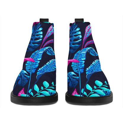 Turquoise Hawaii Tropical Pattern Print Flat Ankle Boots