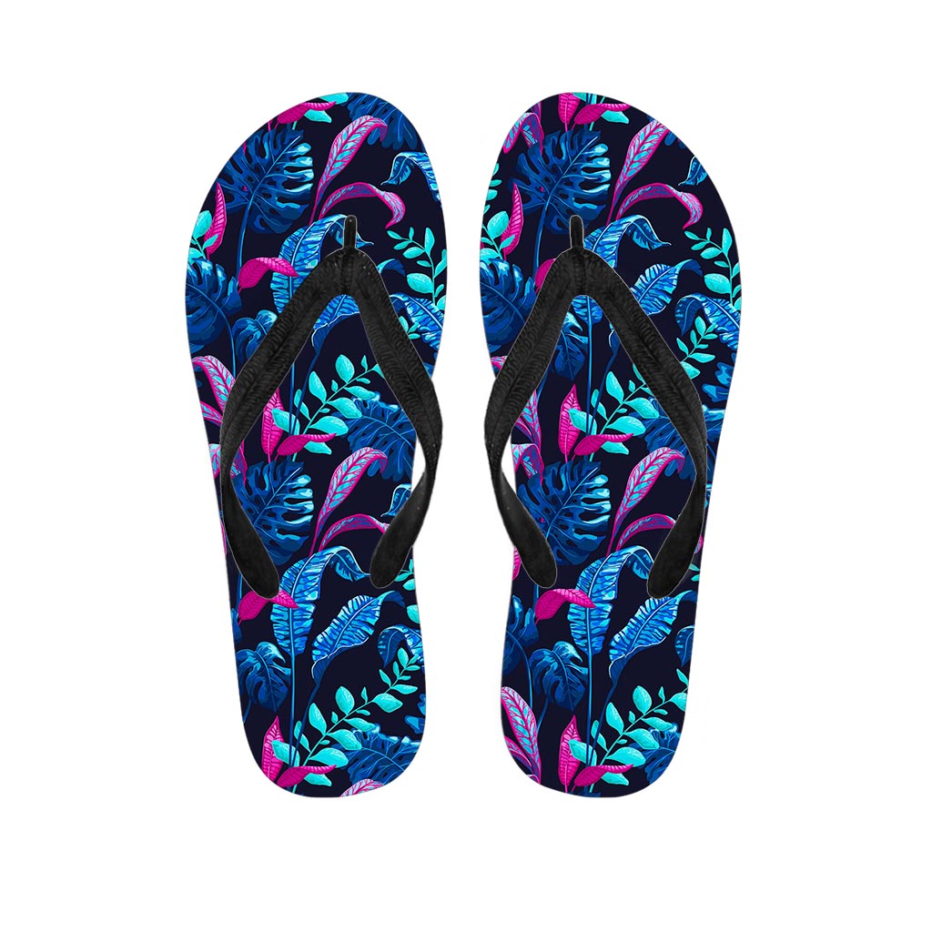 Turquoise Hawaii Tropical Pattern Print Flip Flops