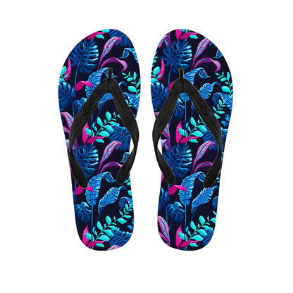 Turquoise Hawaii Tropical Pattern Print Flip Flops