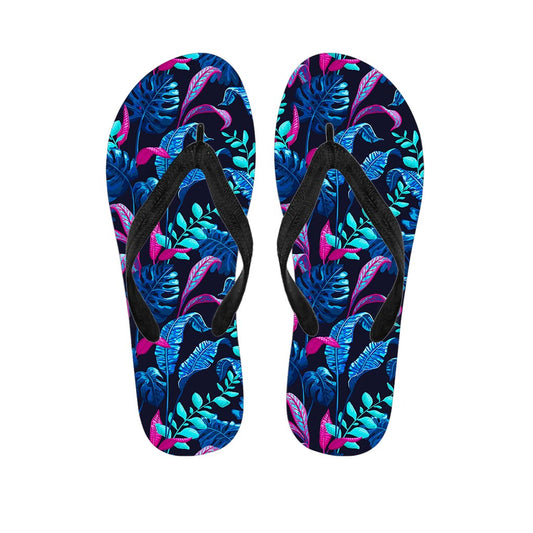 Turquoise Hawaii Tropical Pattern Print Flip Flops