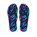 Turquoise Hawaii Tropical Pattern Print Flip Flops