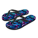 Turquoise Hawaii Tropical Pattern Print Flip Flops