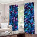 Turquoise Hawaii Tropical Pattern Print Grommet Curtains