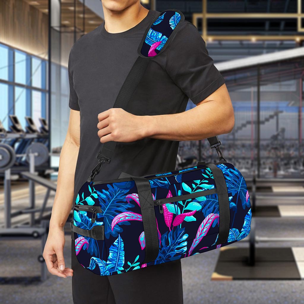 Turquoise Hawaii Tropical Pattern Print Gym Bag