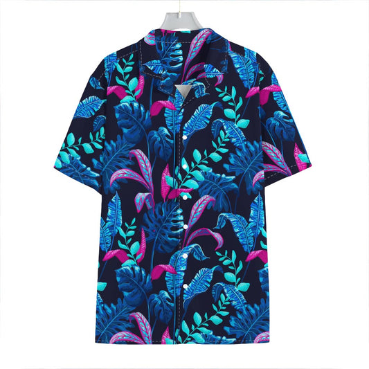Turquoise Hawaii Tropical Pattern Print Hawaiian Shirt