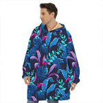 Turquoise Hawaii Tropical Pattern Print Hoodie Blanket
