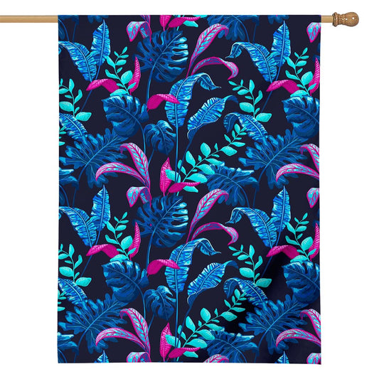 Turquoise Hawaii Tropical Pattern Print House Flag