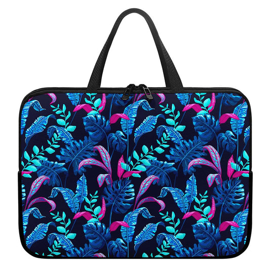 Turquoise Hawaii Tropical Pattern Print Laptop Sleeve With Handle