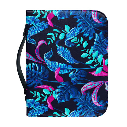 Turquoise Hawaii Tropical Pattern Print Leather Bible Cover