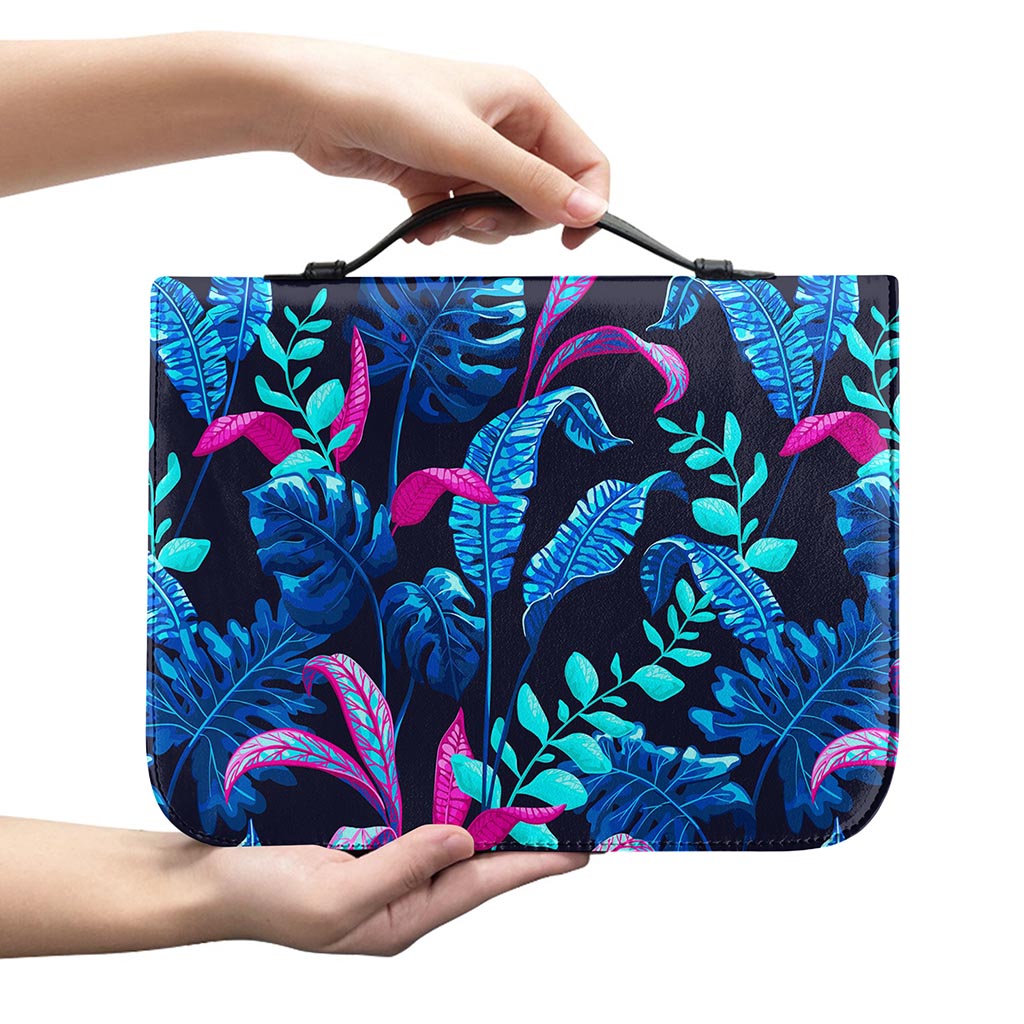 Turquoise Hawaii Tropical Pattern Print Leather Bible Cover