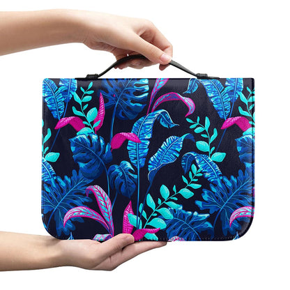 Turquoise Hawaii Tropical Pattern Print Leather Bible Cover
