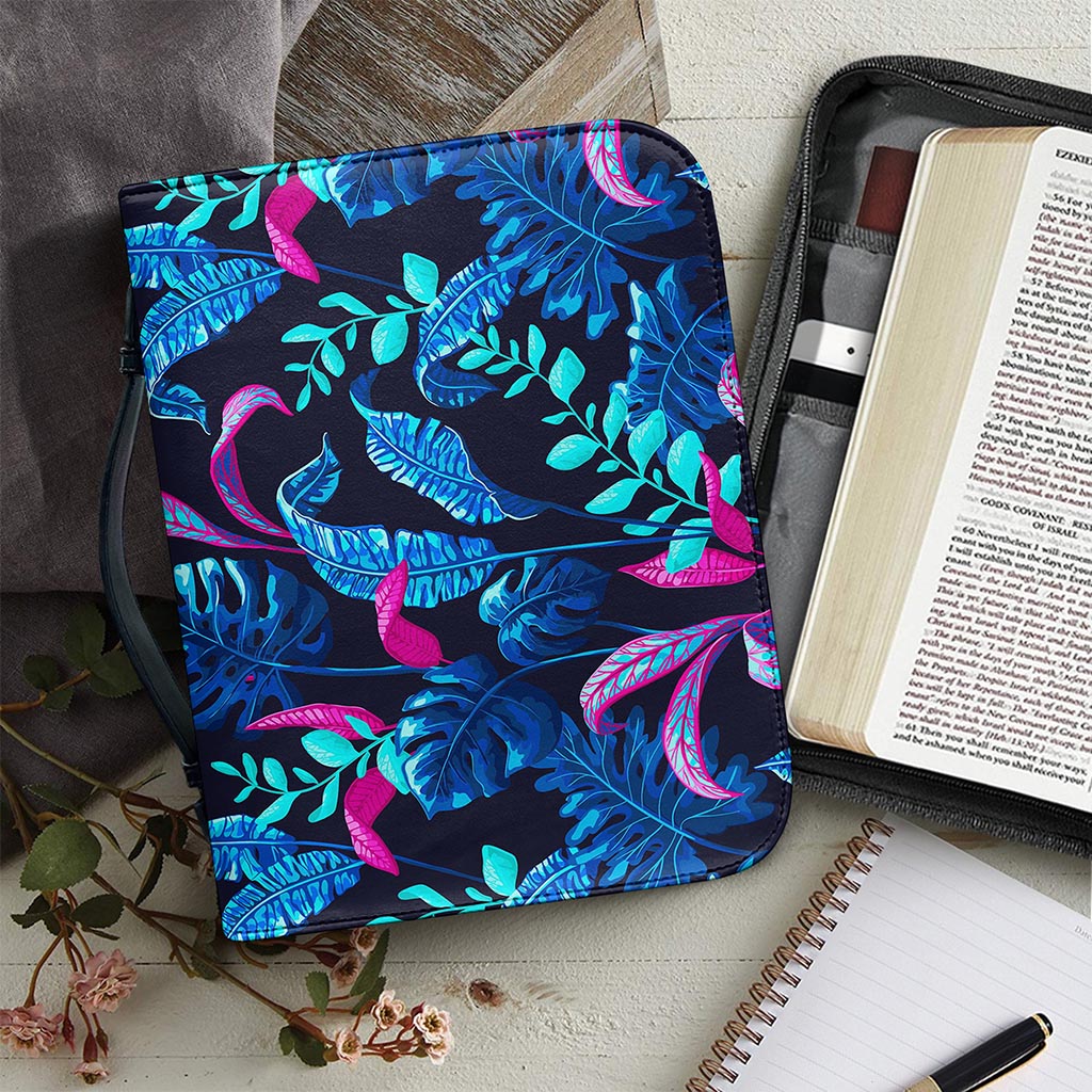 Turquoise Hawaii Tropical Pattern Print Leather Bible Cover