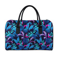 Turquoise Hawaii Tropical Pattern Print Leather Duffel Bag