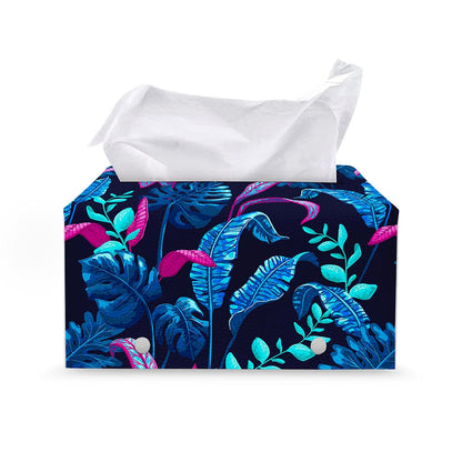 Turquoise Hawaii Tropical Pattern Print Leather Tissue Box Cover