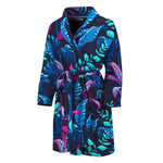 Turquoise Hawaii Tropical Pattern Print Men's Bathrobe