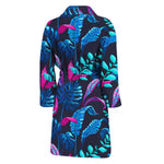 Turquoise Hawaii Tropical Pattern Print Men's Bathrobe