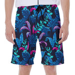 Turquoise Hawaii Tropical Pattern Print Men's Beach Shorts