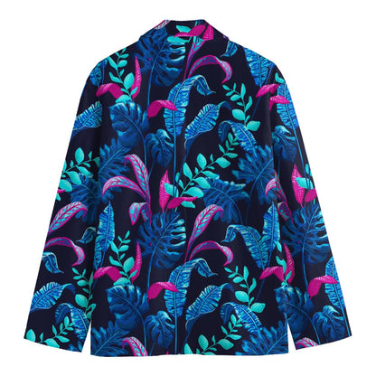 Turquoise Hawaii Tropical Pattern Print Men's Blazer