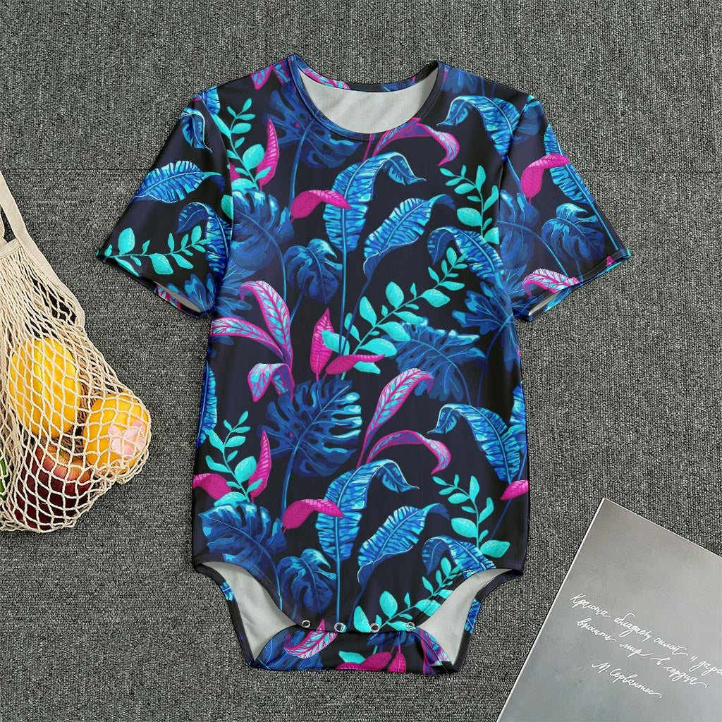 Turquoise Hawaii Tropical Pattern Print Men's Bodysuit