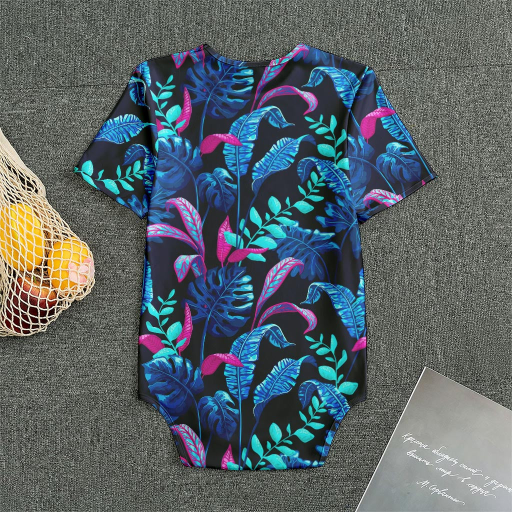 Turquoise Hawaii Tropical Pattern Print Men's Bodysuit