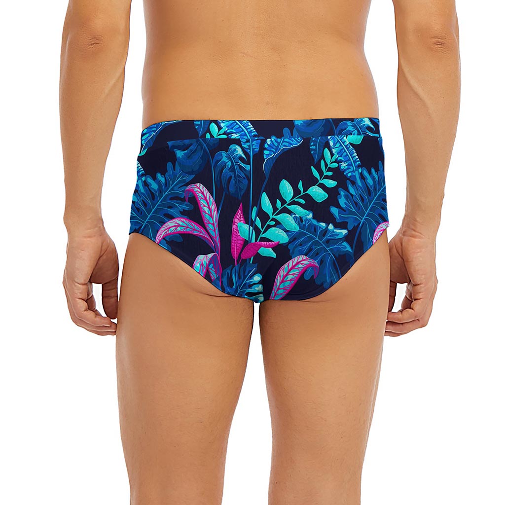 Turquoise Hawaii Tropical Pattern Print Men's Briefs
