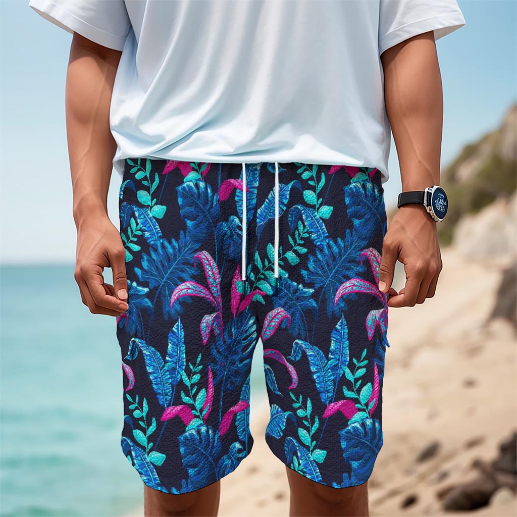 Turquoise Hawaii Tropical Pattern Print Men's Cargo Shorts