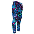 Turquoise Hawaii Tropical Pattern Print Men's Compression Pants