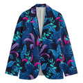 Turquoise Hawaii Tropical Pattern Print Men's Cotton Blazer