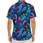 Turquoise Hawaii Tropical Pattern Print Men's Deep V-Neck Shirt