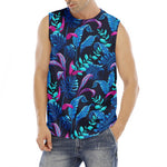 Turquoise Hawaii Tropical Pattern Print Men's Fitness Tank Top